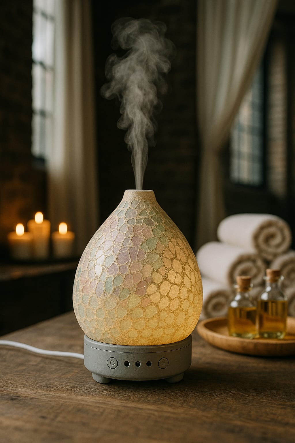 Lampa de masa cu difuzor aromaterapie Mozaic Bianco h 16 cm - 6
