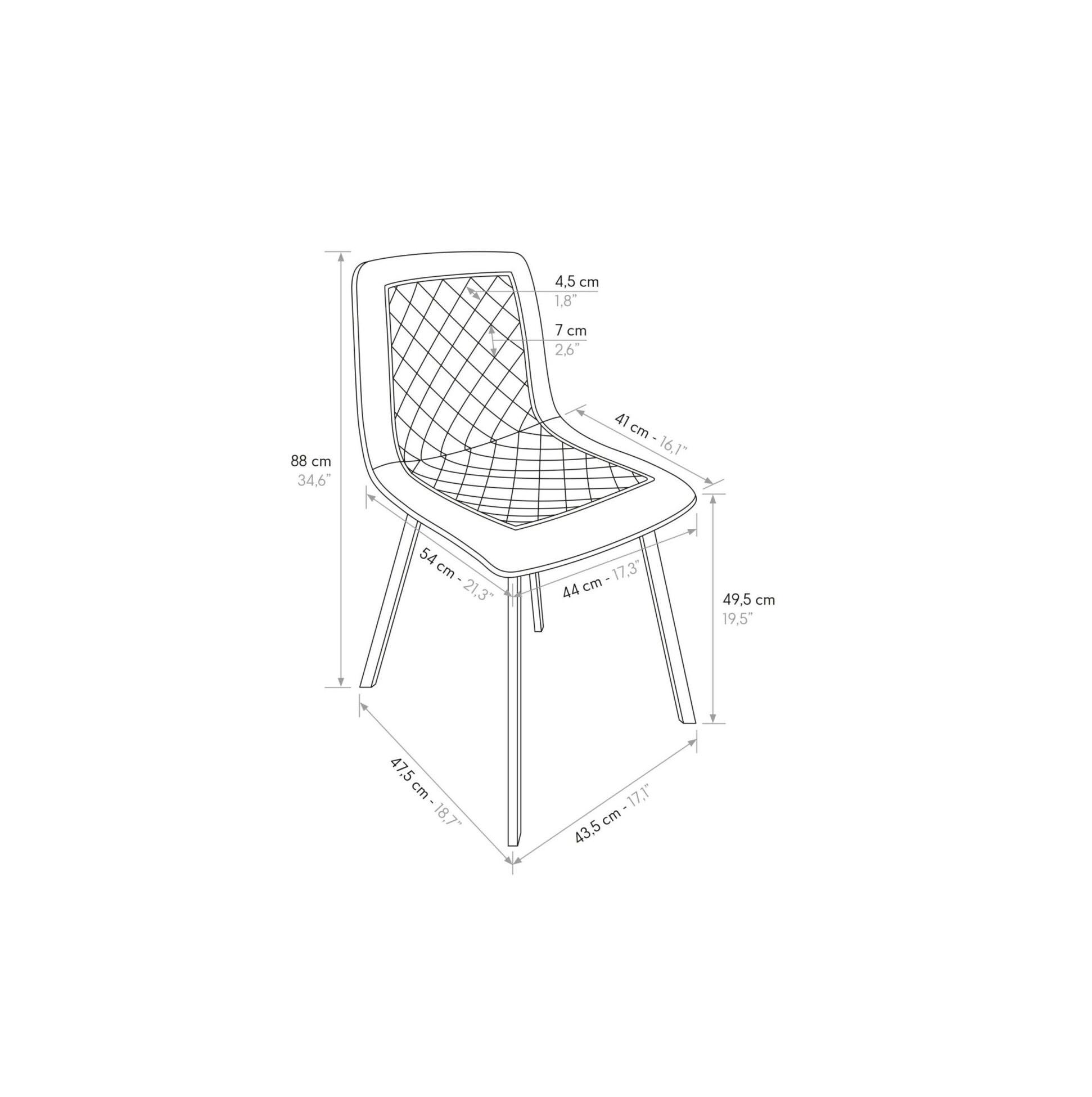 SET 4 Scaune Slim, structura metalica, catifea - 11