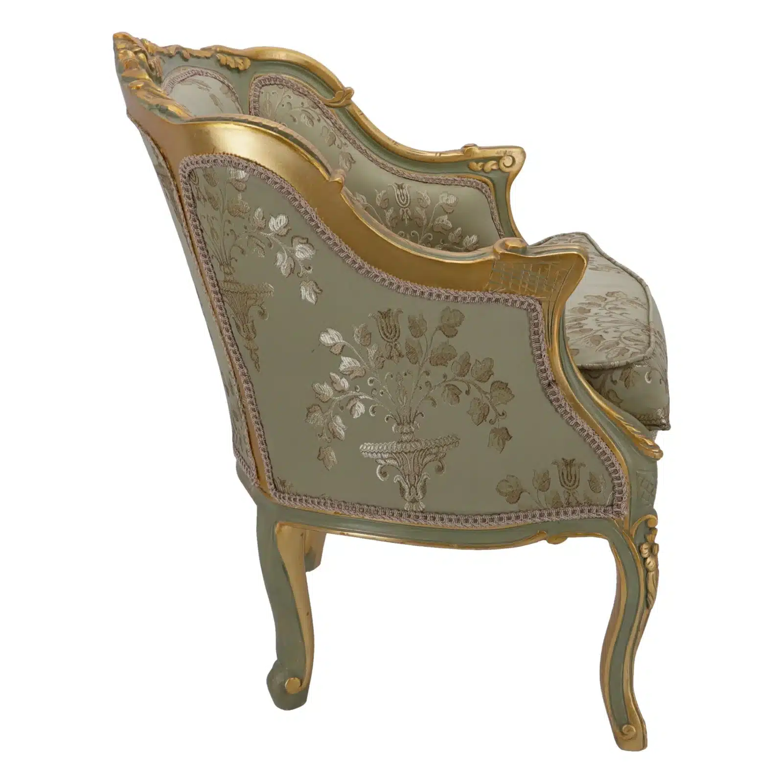Fotoliu baroc din lemn sculptat, tapiterie damasc, finisaje aurii Design clasic elegant - 2