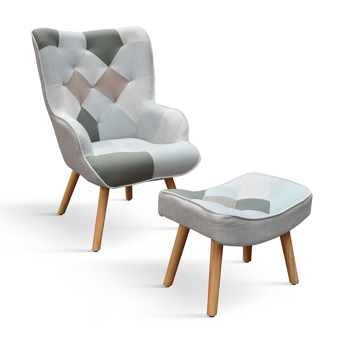 Fotoliu Patchwork, structura metalica, tesatura multicolora - 37