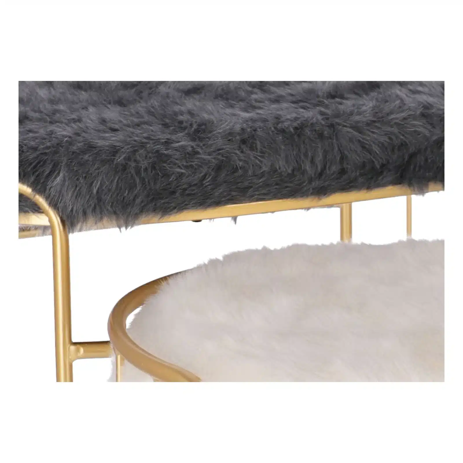 Set taburete Perla metalice cu blanita sintetica, baza aurie, design modern  2 piese - 2