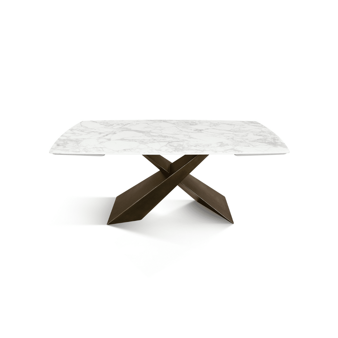 MIRABELLE -MASA BLAT ROTUNJIT CERAMICA ALB  EXTENSIBILA -PICIOR METALIC BRONZ 180 cm/ 90 cm - 11