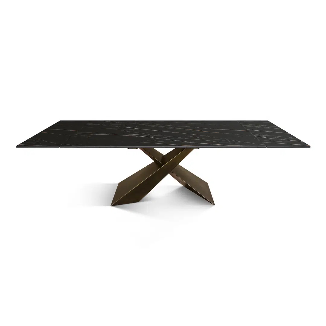 MIRABELLE -MASA BLAT DREPTUNGHIULAR NEGRU CU AURIU MAT EXTENSIBILA-PICIOR METALIC BRONZ 180 cm/ 90 cm - 5