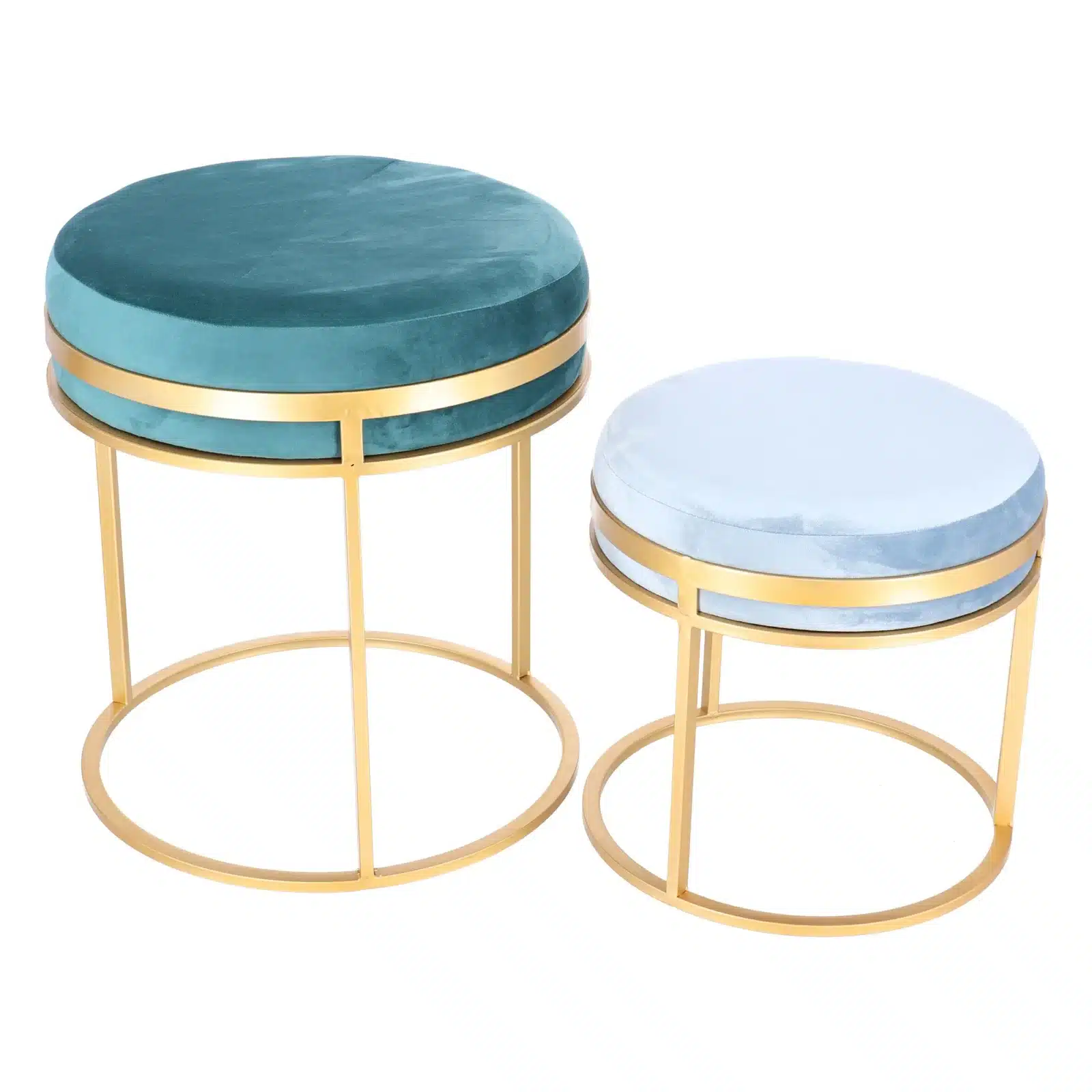 Set taburete Aqua metalice cu sezut din catifea, baza aurie, design modern  2 piese - 6
