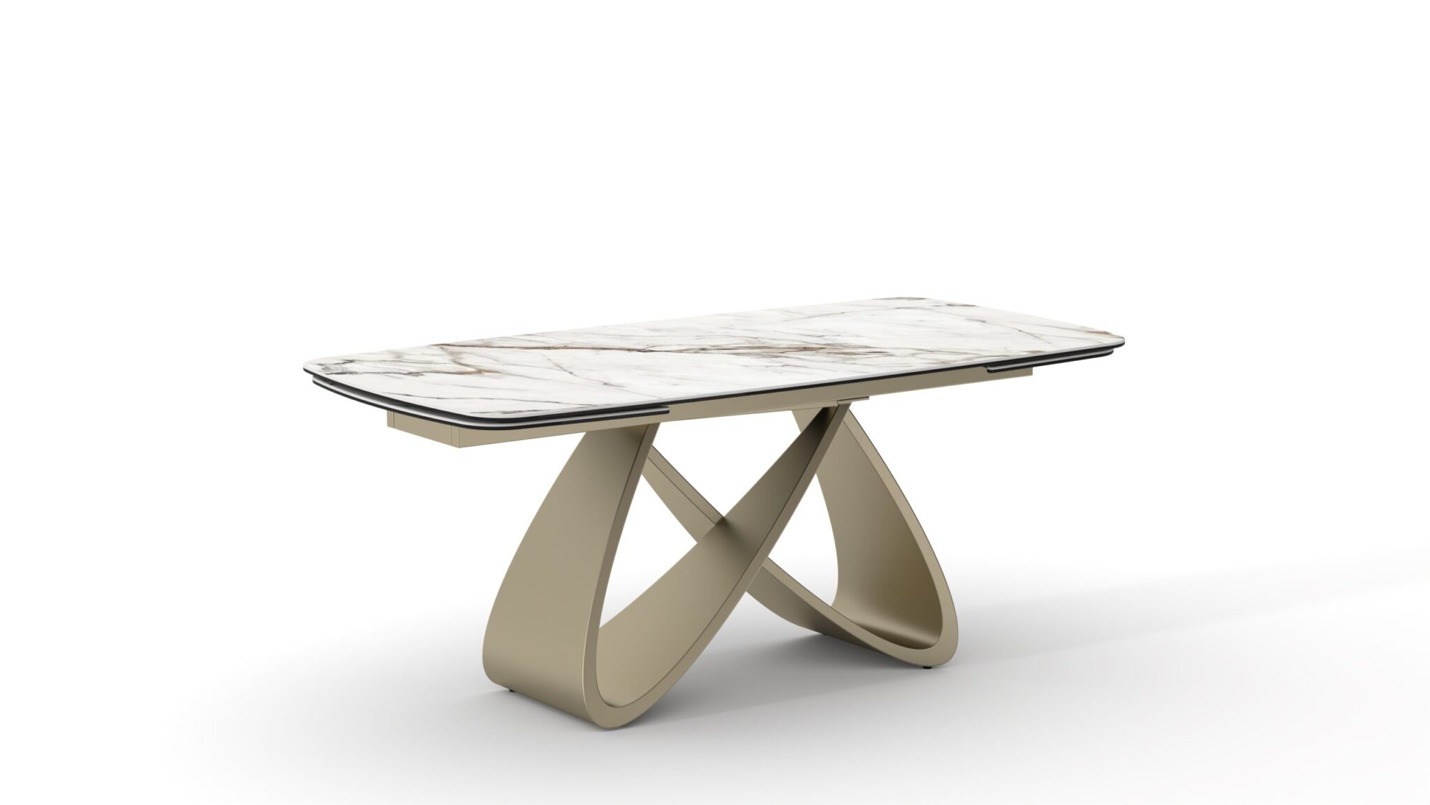 Masă ceramică Infinity extensibilă, picior metalic auriu - 18