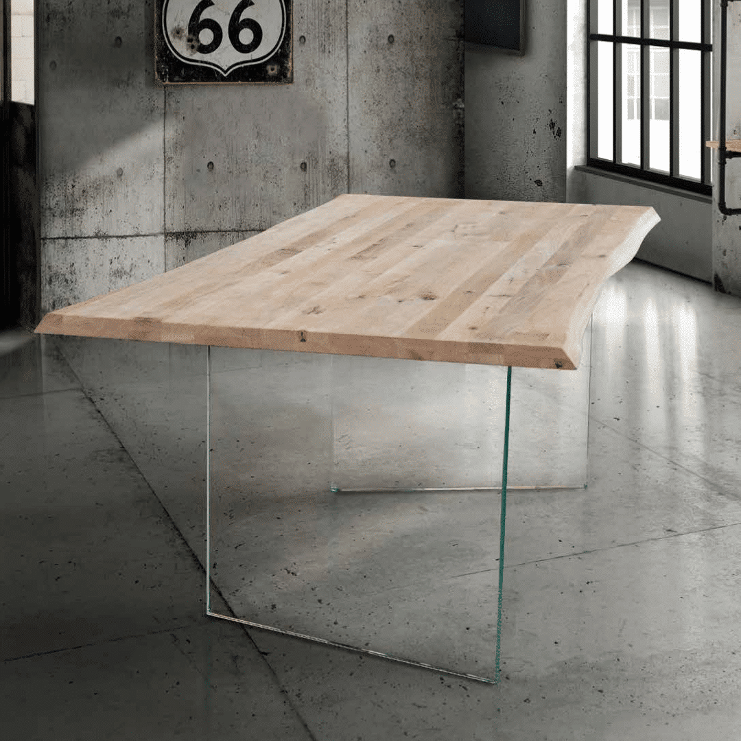 MASA GLASS - BLAT LEMN MASIV CU PICIOR STICLA SECURIZATA - 5