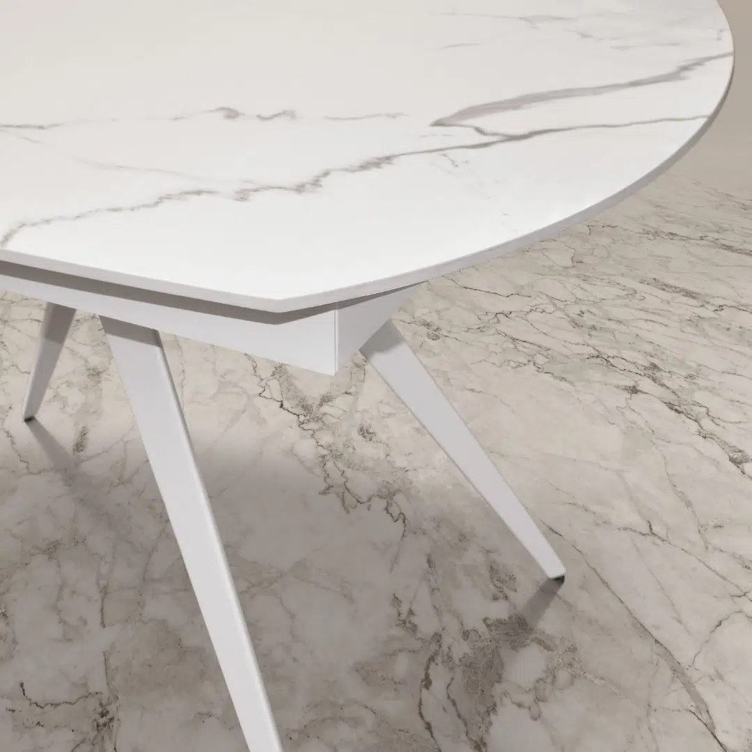 Masă Daisy Rotativă extensibilă, Sticlă ceramică-picior metalic - 10