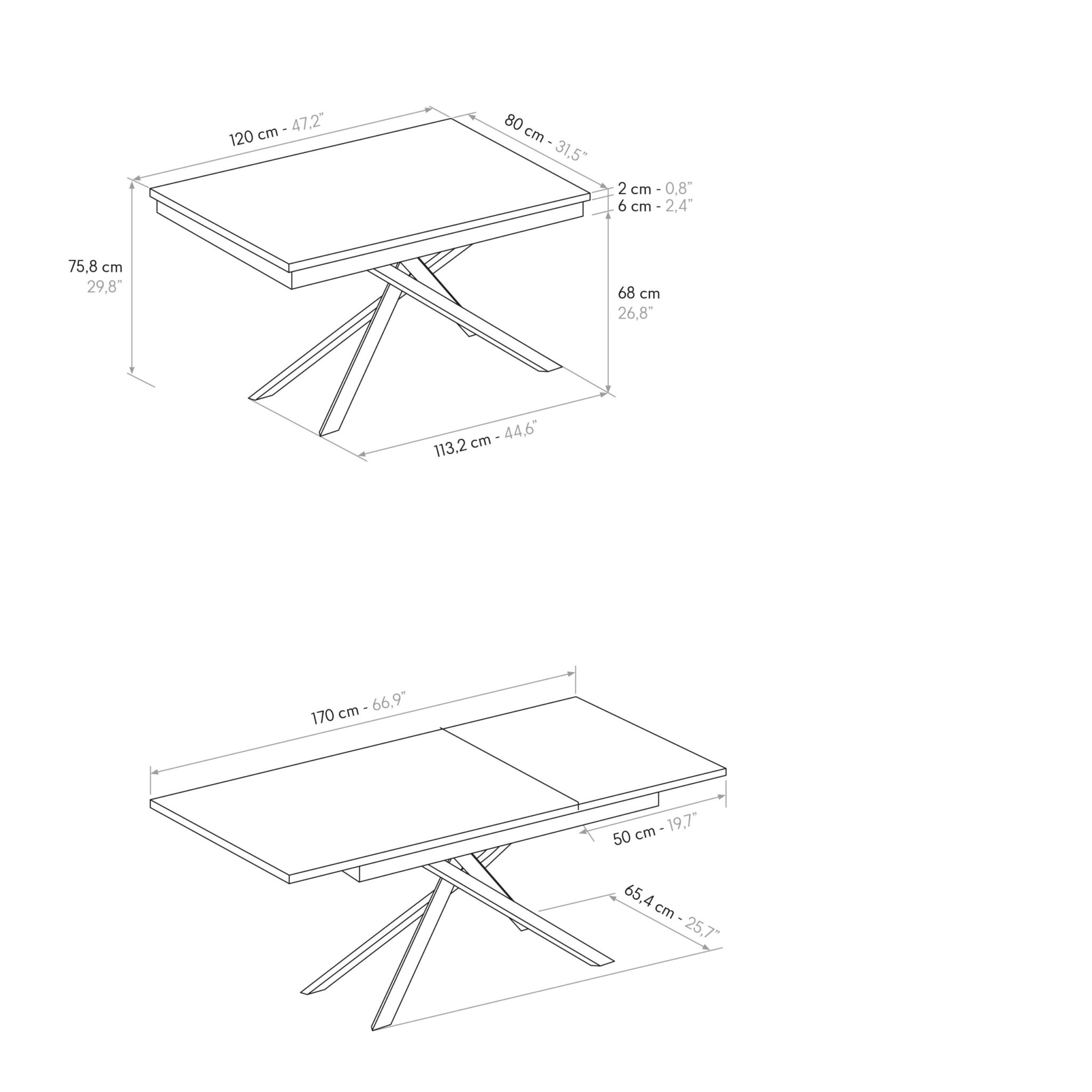 Masa Tiglio, blat extensibil pal laminat, picior metalic - 25