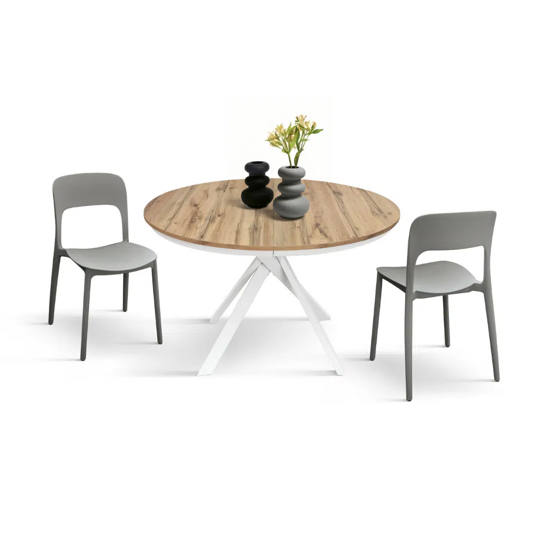 MASA ROTUNDA EXTENSIBILA LILA -PICIOR METALIC-BLAT RUSTIC - 9