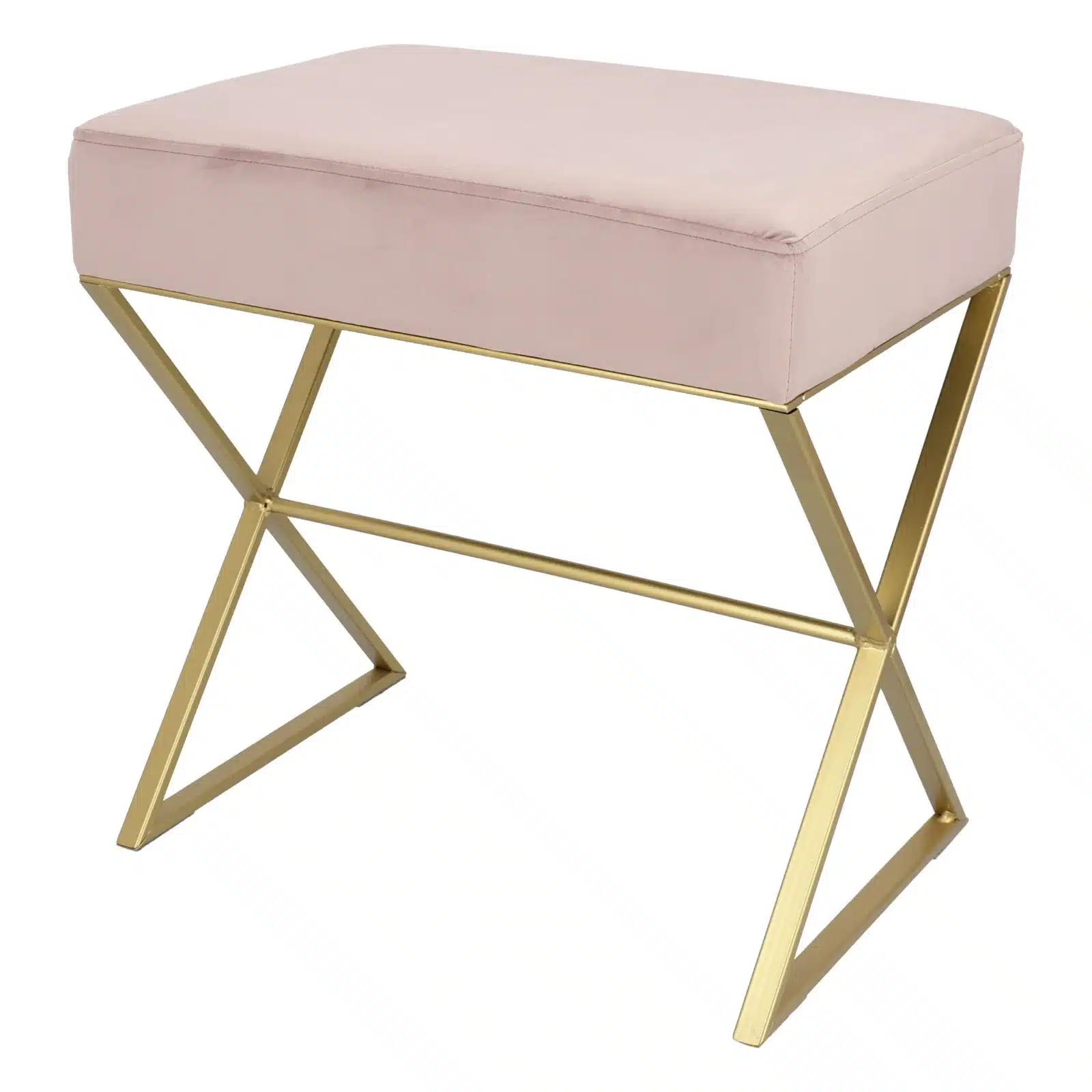 Bancuta eleganta din catifea cu baza metalica aurie, design modern 51x35x53 cm