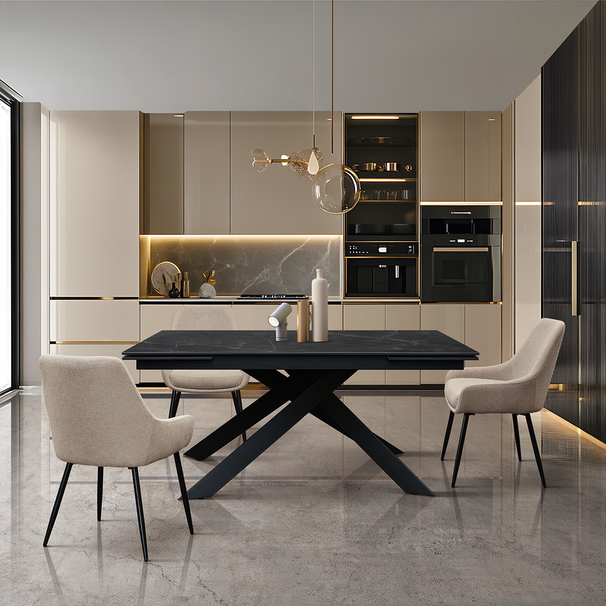 Masa ceramica extensibila Calacatta 160 cm/ 90 cm/ h76 cm - 18