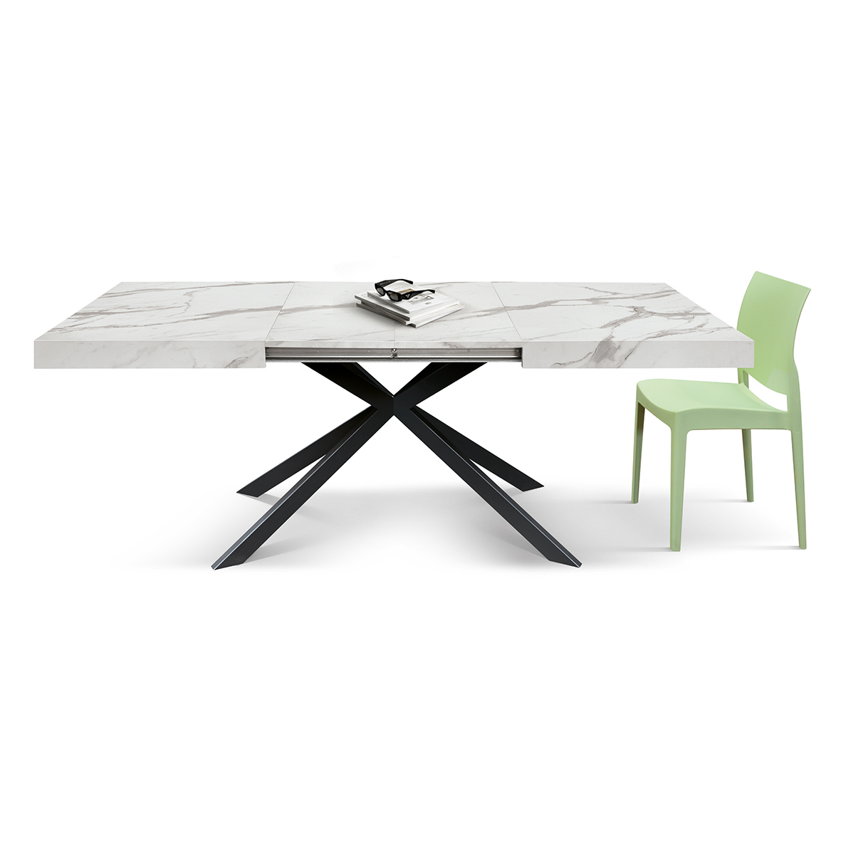 Masa extensibila SPIDER, blat ALB MARMORAT - 2