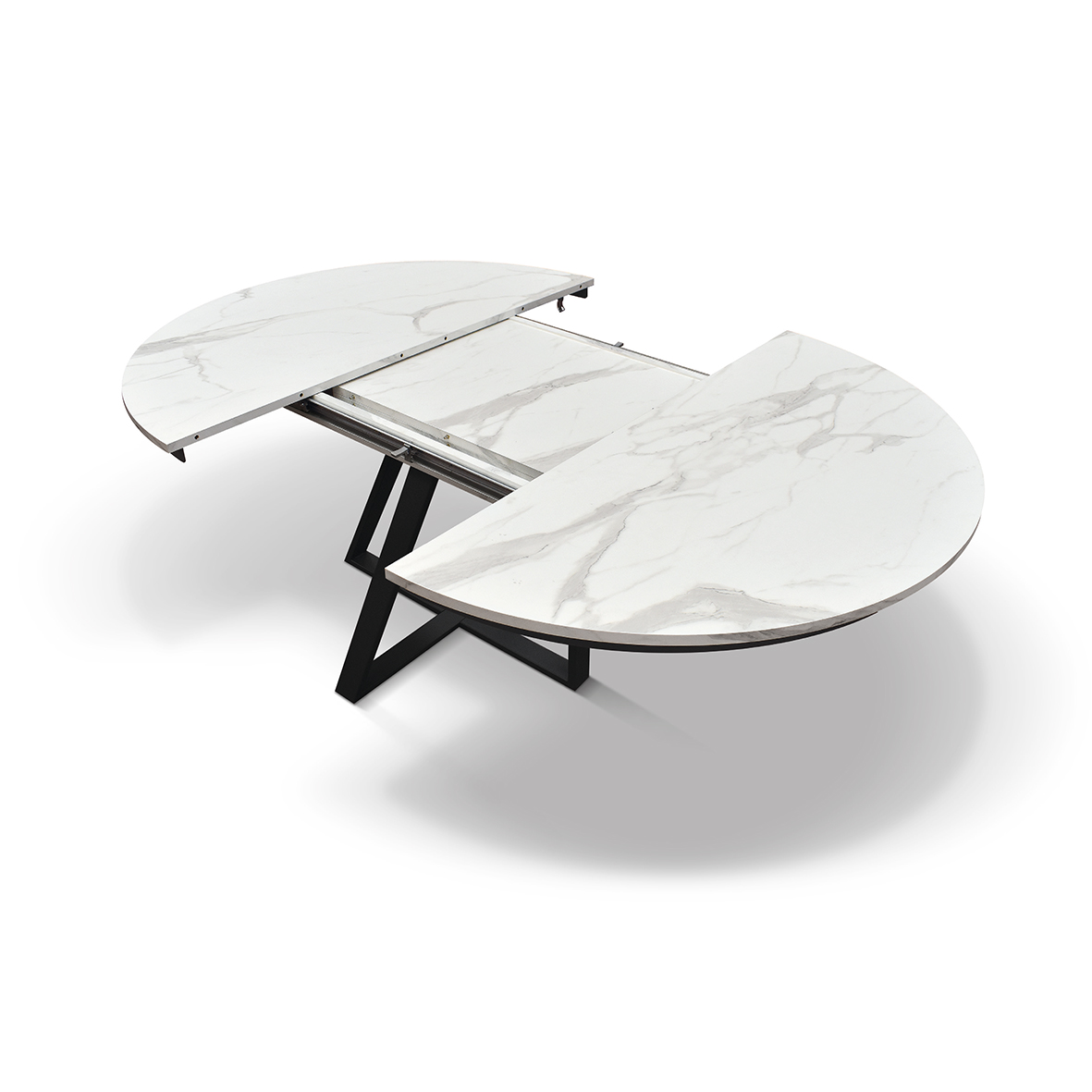 Masa rotunda extensibila Melania, blat Alb Marmorat Ø 120 cm - 7