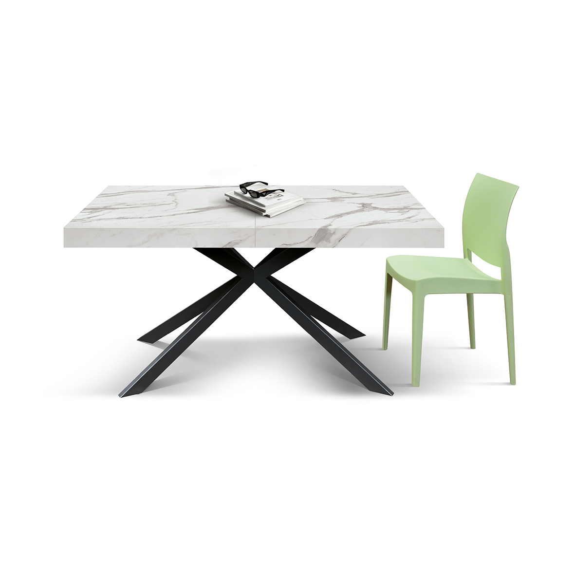 Masa extensibila SPIDER, blat ALB MARMORAT - 19