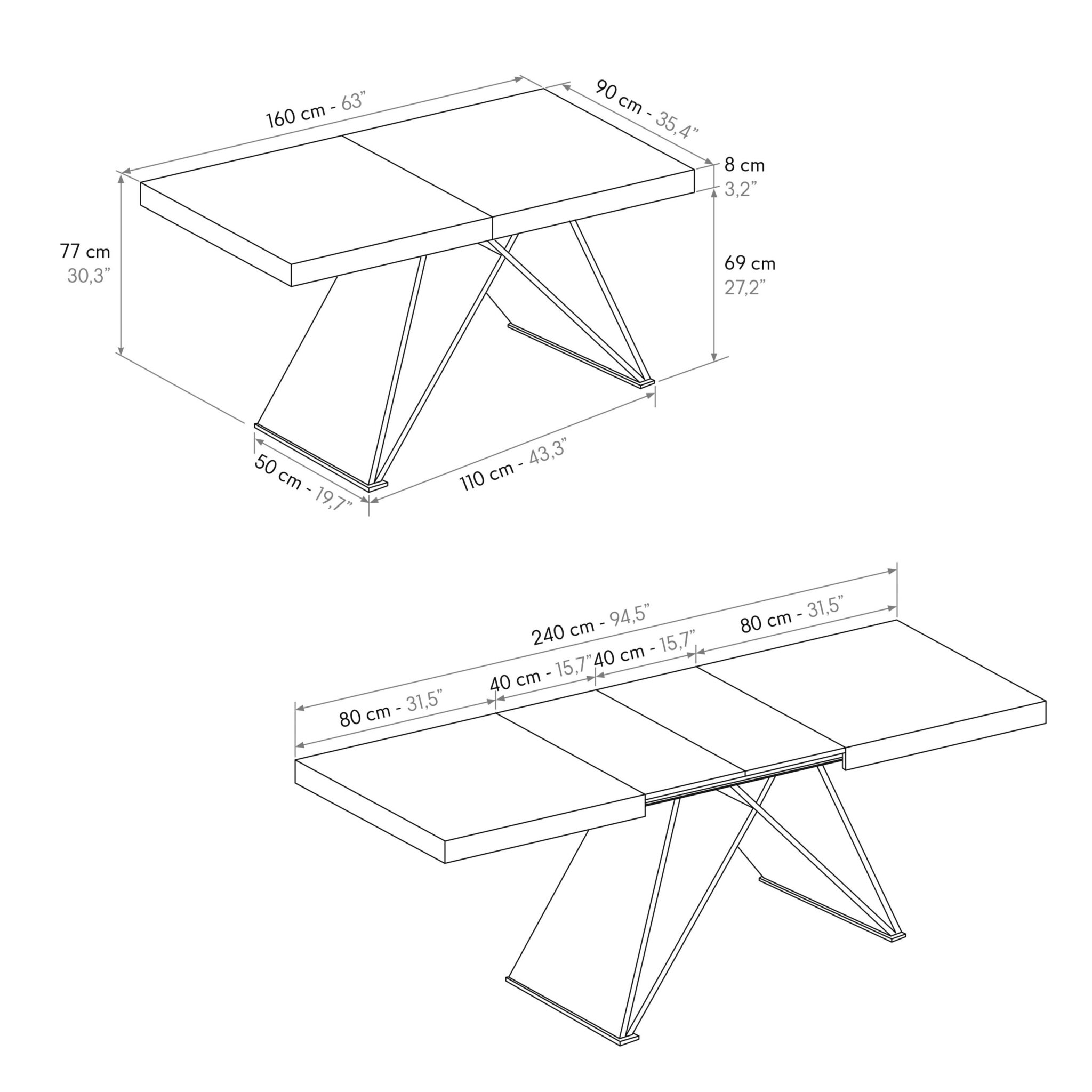 Masa Carole extensibila, picior Mdf - 7