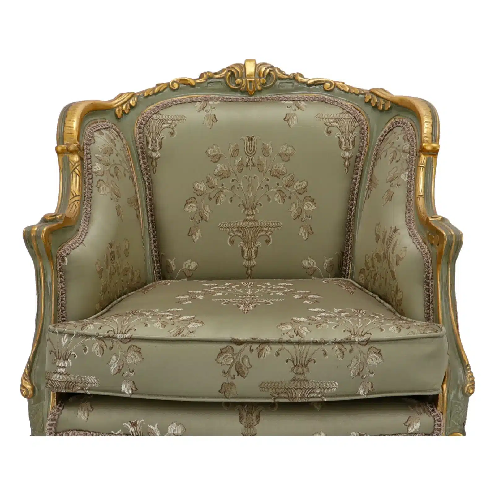 Fotoliu baroc din lemn sculptat, tapiterie damasc, finisaje aurii Design clasic elegant - 5