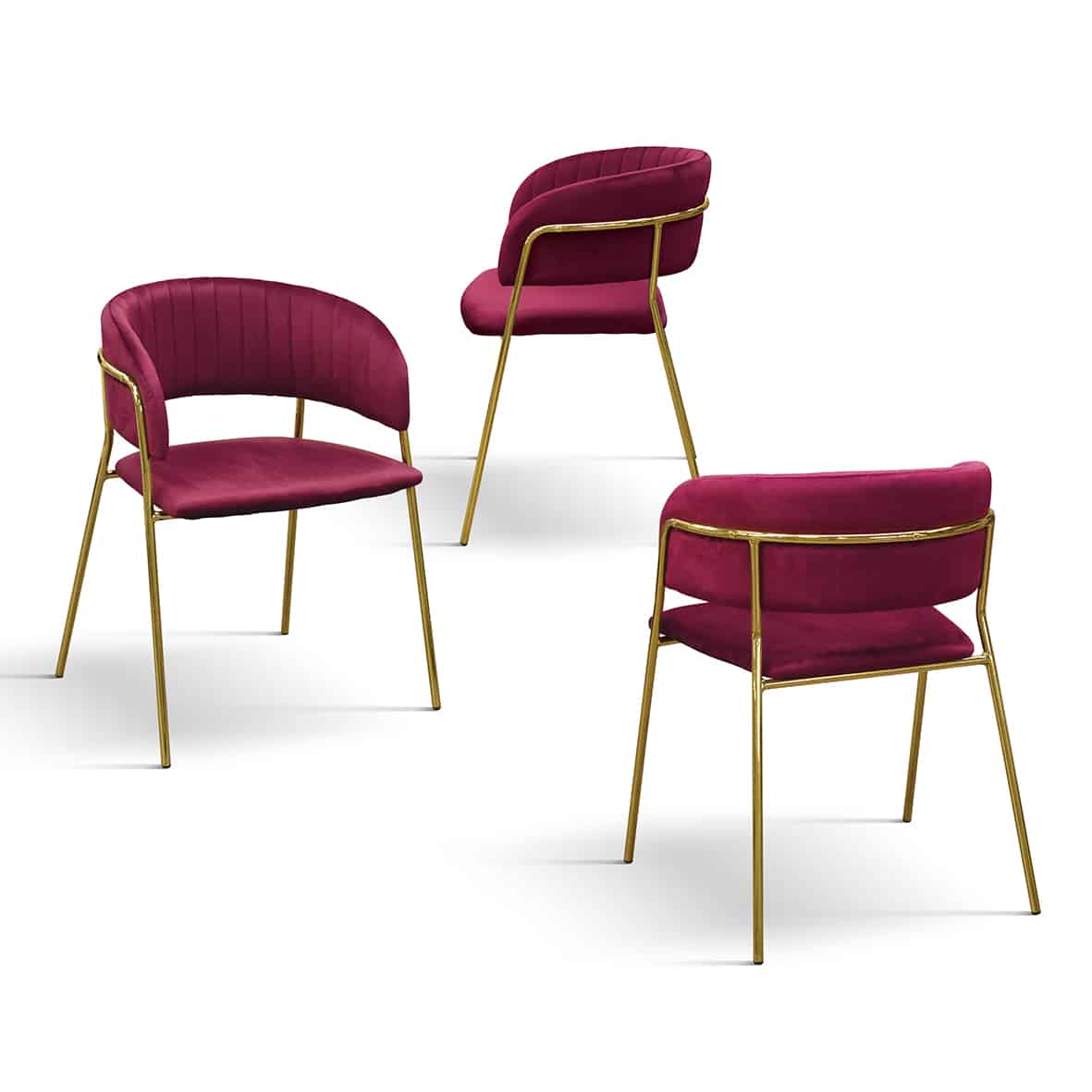 Set 2 scaune Milano, structura metalica aurie, catifea - 6