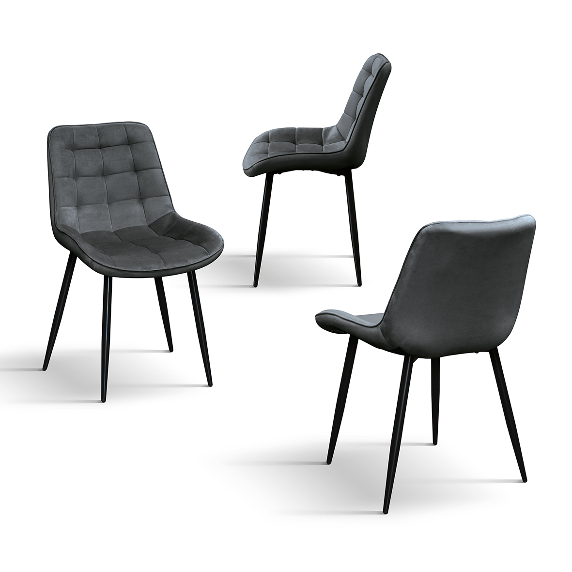 SET 4 Scaune Ernest catifea, structura metalica - 2