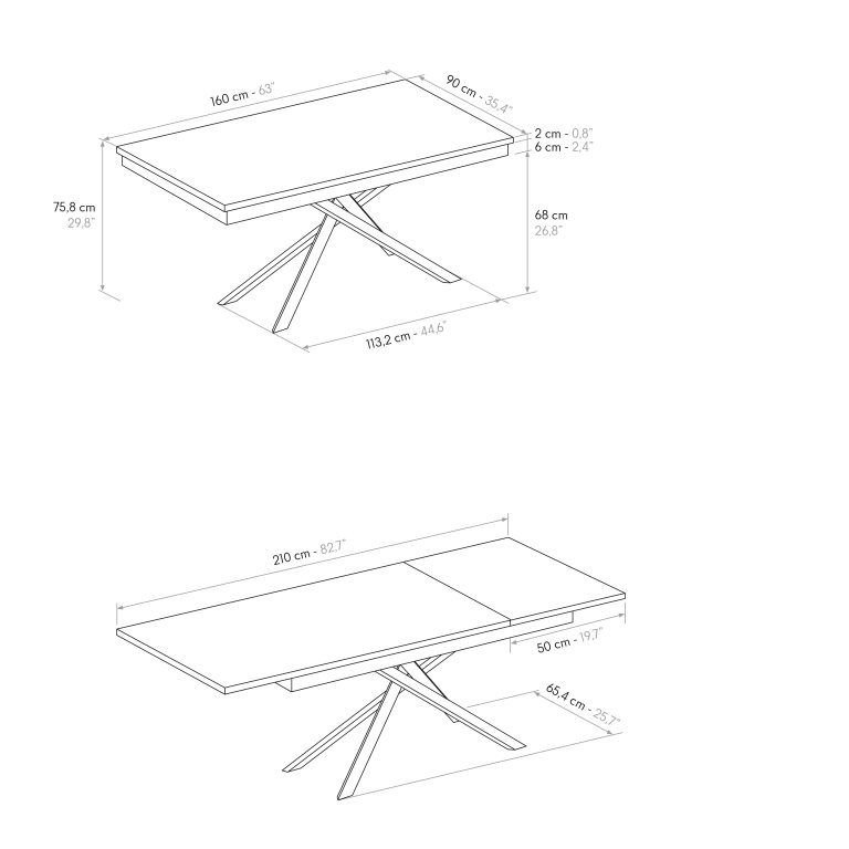Masa Tiglio, blat extensibil pal laminat, picior metalic - 27