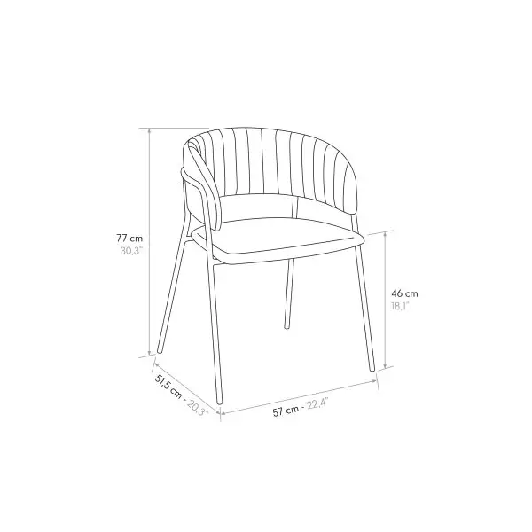 Set 2 scaune Milano, structura metalica aurie, catifea - 10