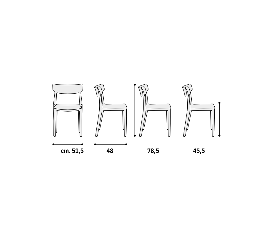Set 4 scaune METRO -POLIPROPILENA-HORECA - 7