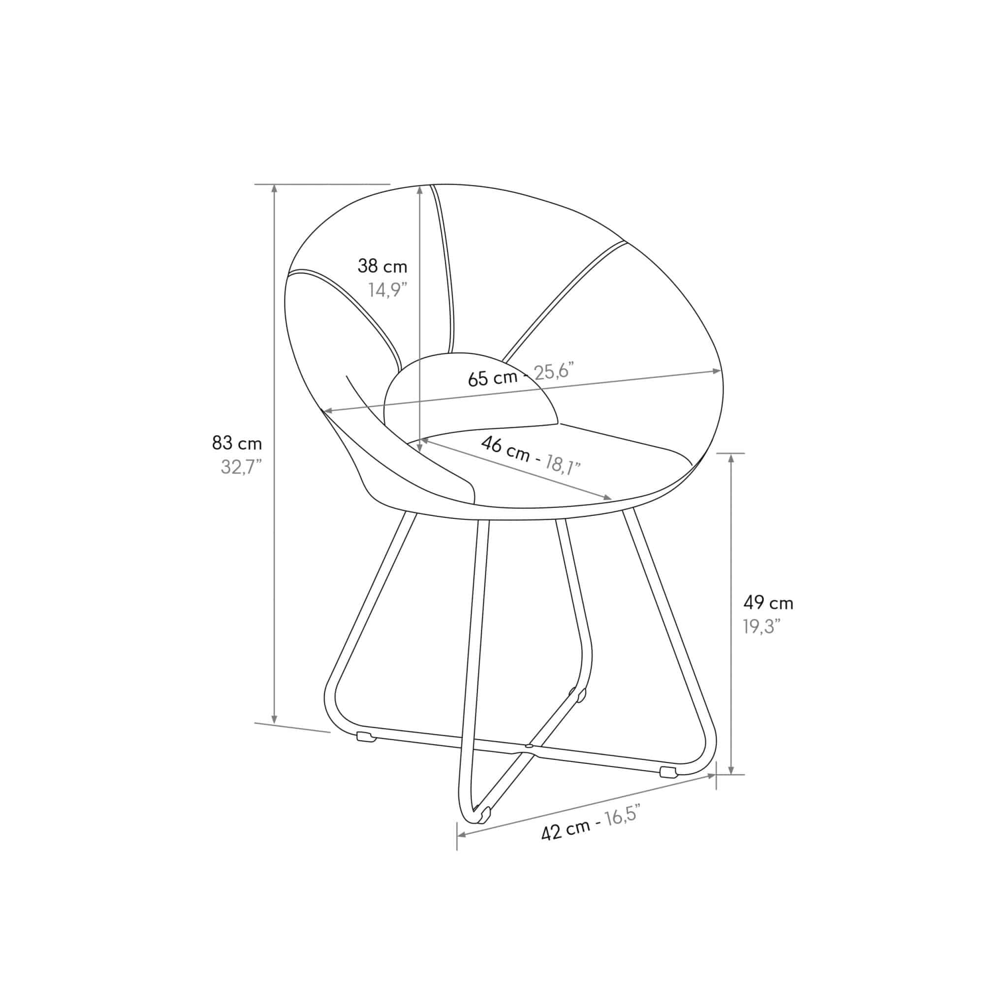 SET 2 Scaune Iris, structura metalica aurie, tapiterie catifea - 18
