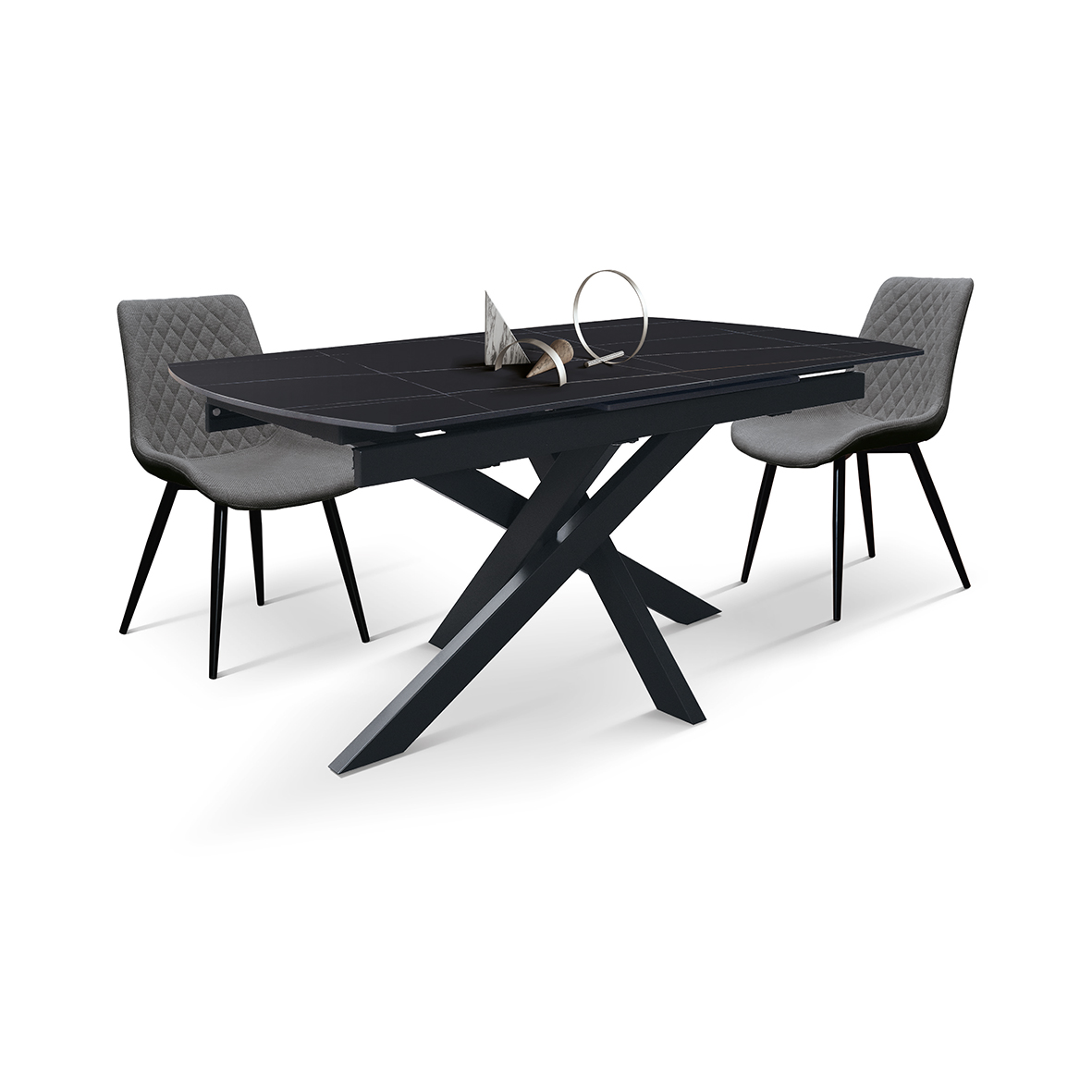 Masă Alma extensibilă, sticlă ceramică-picior metalic - 15