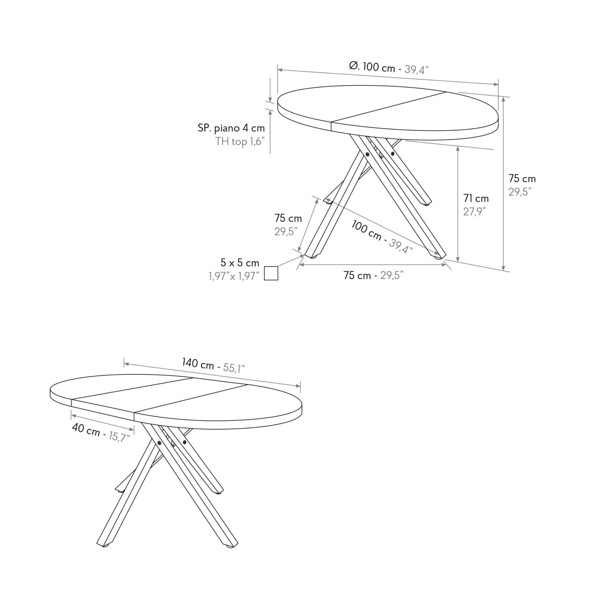 Masa rotunda extensibila Nada Ø 100 cm - 4