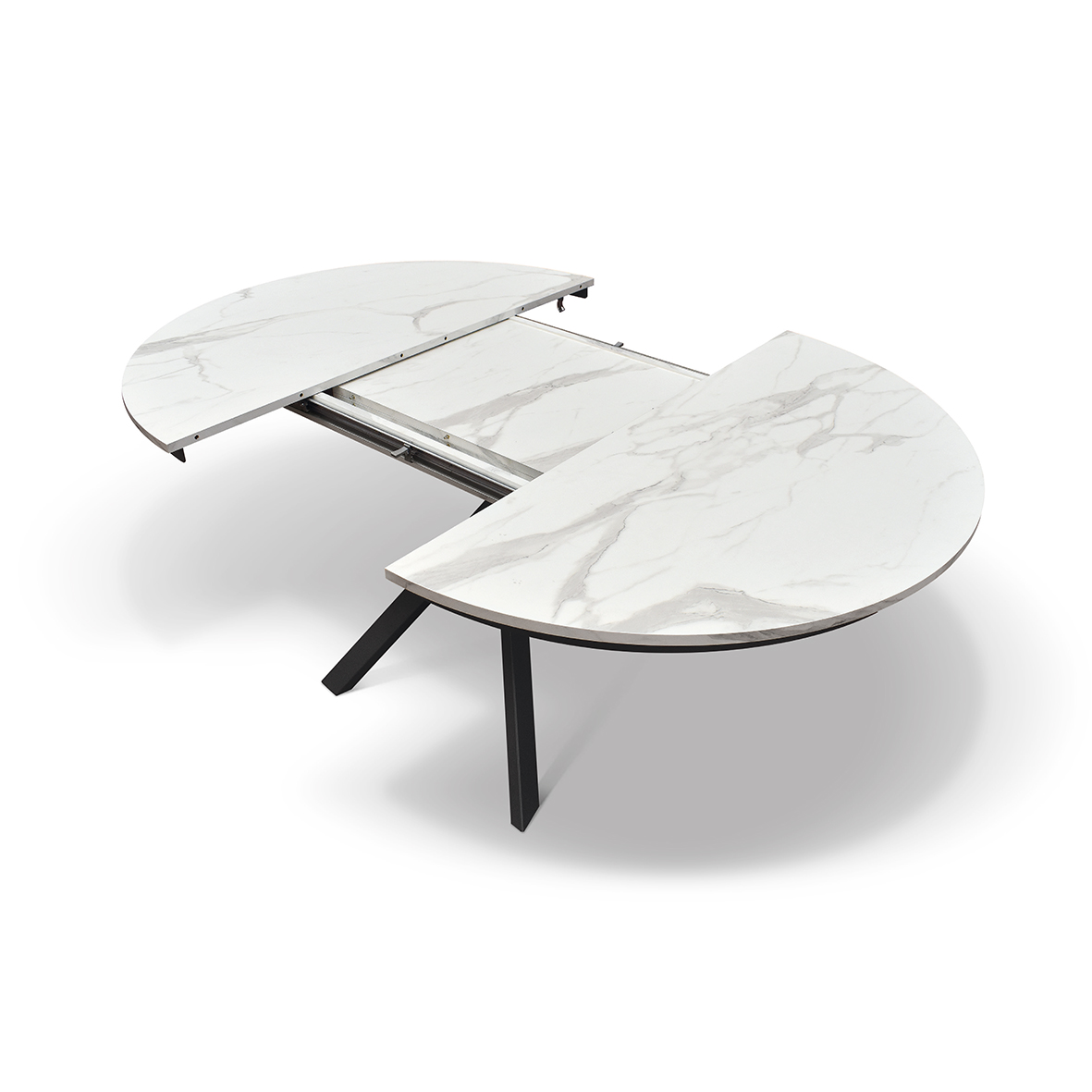 Masa rotunda extensibila Lila, blat Alb Marmorat Ø 120 cm - 9