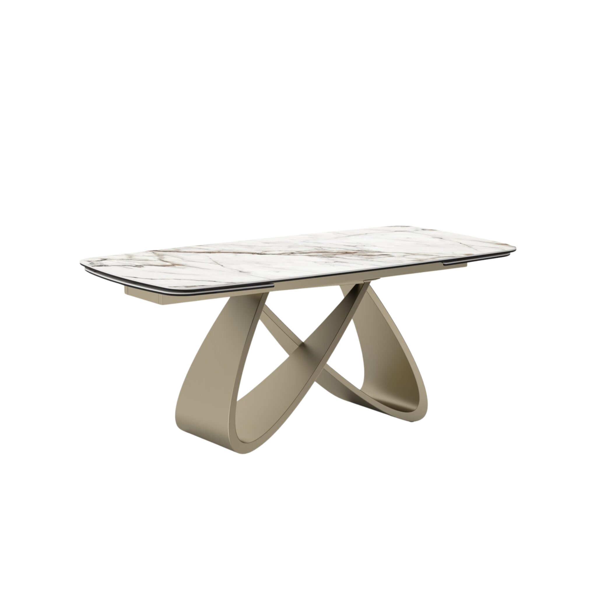 Masă ceramică Infinity extensibilă, picior metalic auriu - 7
