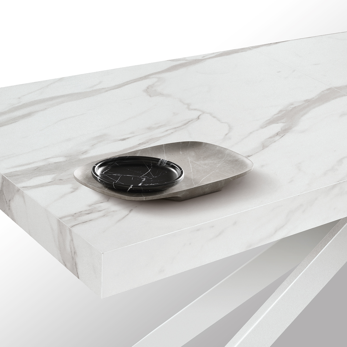 Masa extensibila SPIDER, blat ALB MARMORAT - 8