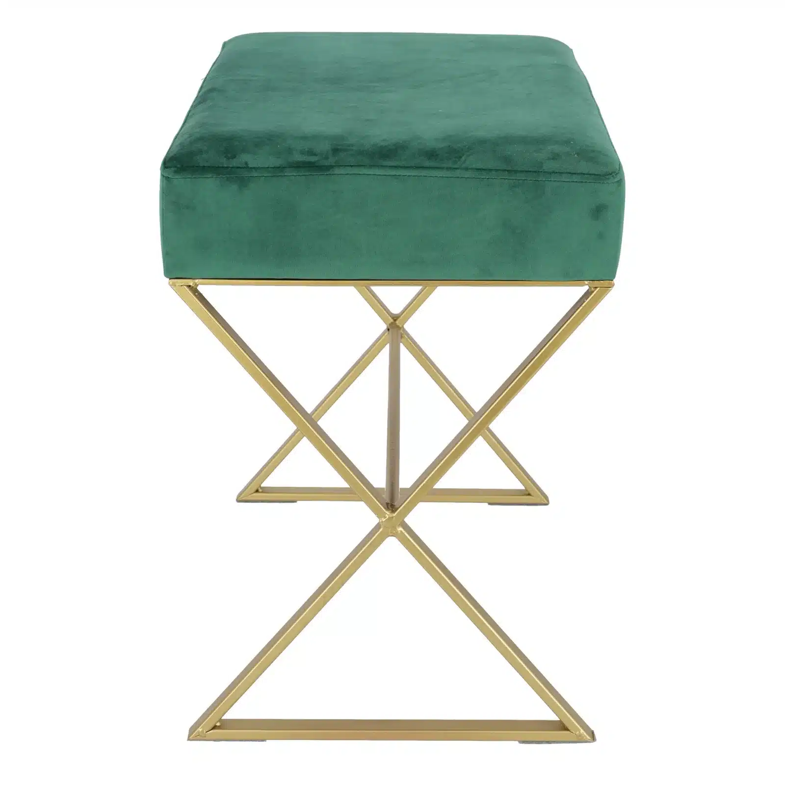 Bancuta eleganta din catifea cu baza metalica aurie, design modern 51x35x53 cm - 5