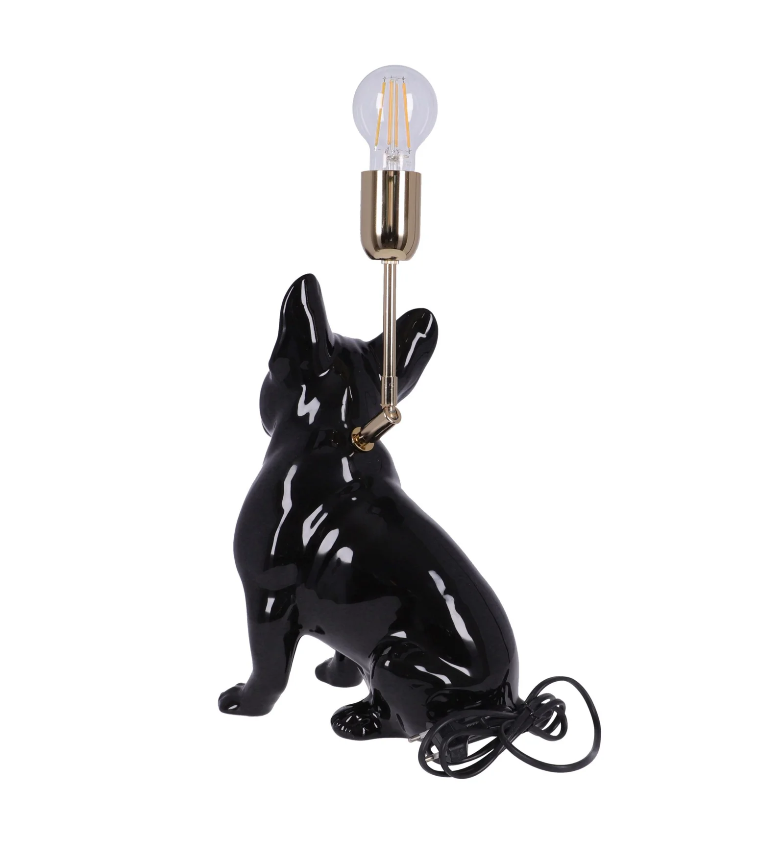 Lampa ceramica Bulldog Negru lucios h 35 cm - 5