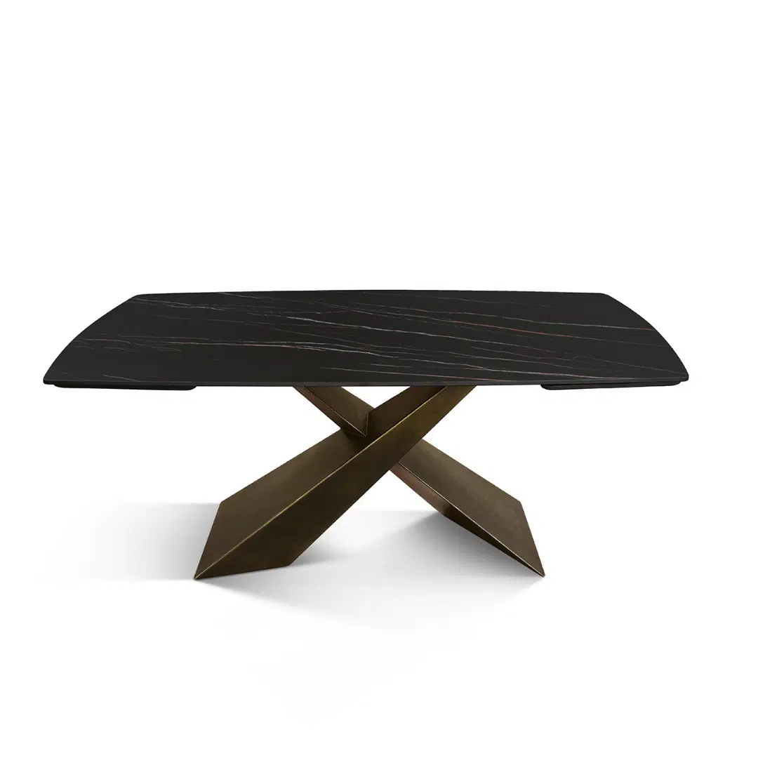 MIRABELLE-MASA BLAT ROTUNJIT CERAMICA NEGRU CU AURIU MAT EXTENSIBILA -PICIOR METALIC BRONZ 180 cm /90 cm - 3