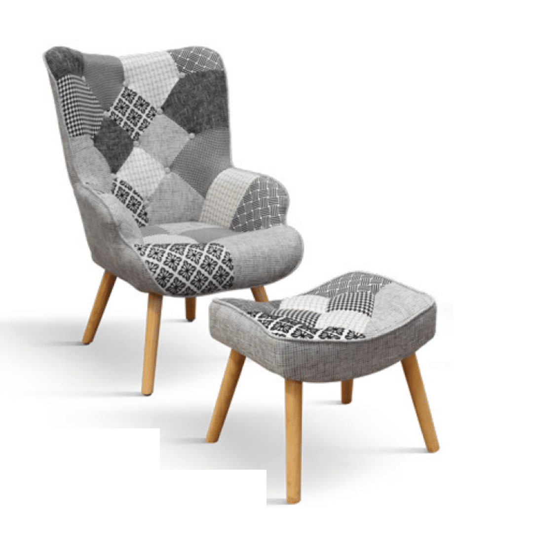 Fotoliu Patchwork, structura metalica, tesatura multicolora - 25