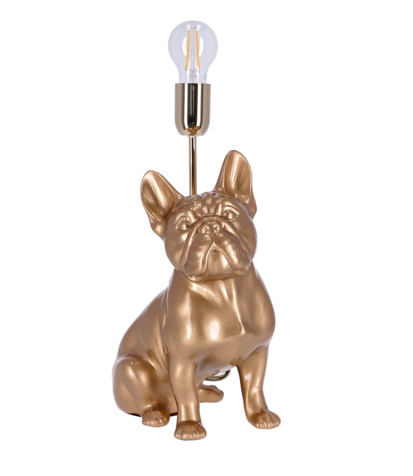 Lampa ceramica Bulldog auriu h 35 cm