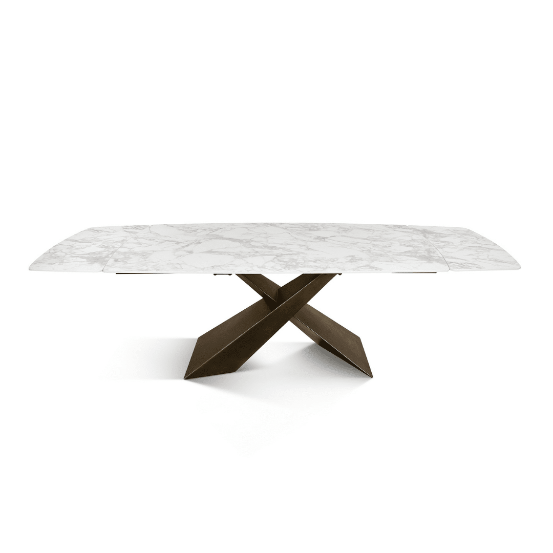 MIRABELLE -MASA BLAT ROTUNJIT CERAMICA ALB  EXTENSIBILA -PICIOR METALIC BRONZ 180 cm/ 90 cm - 14