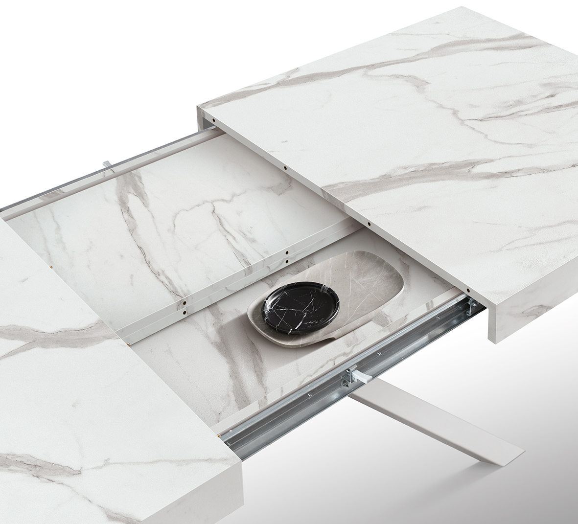 Masa extensibila SPIDER, blat ALB MARMORAT - 7