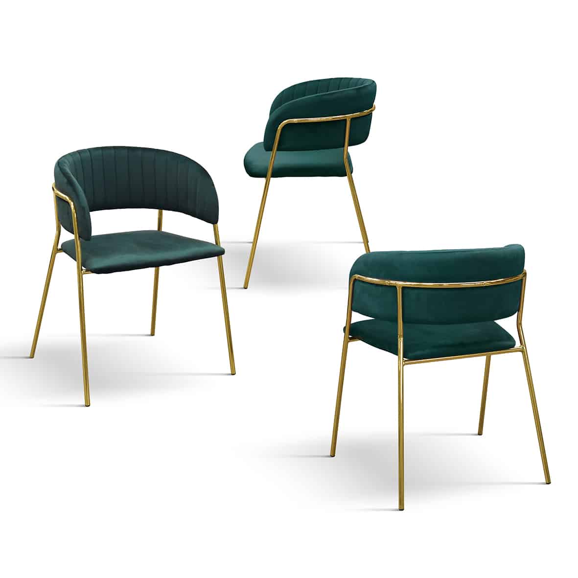 Set 2 scaune Milano, structura metalica aurie, catifea - 7