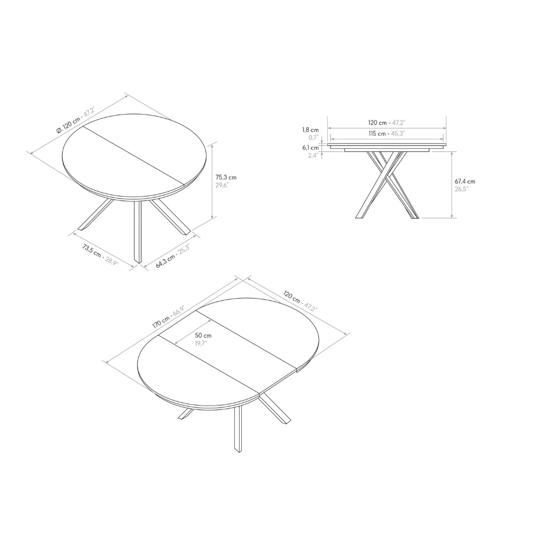 MASA ROTUNDA EXTENSIBILA LILA -PICIOR METALIC-BLAT RUSTIC - 6