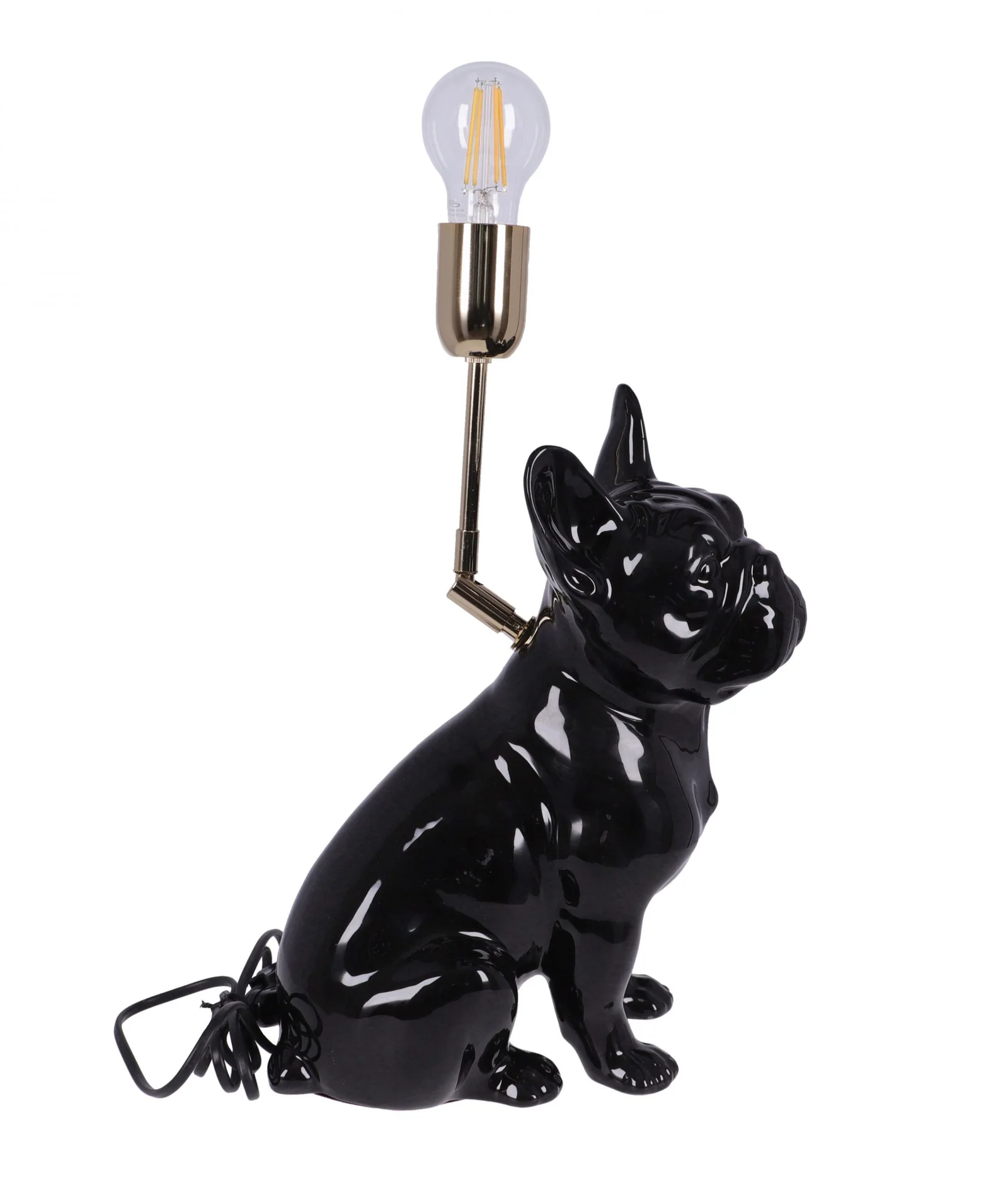 Lampa ceramica Bulldog Negru lucios h 35 cm - 4