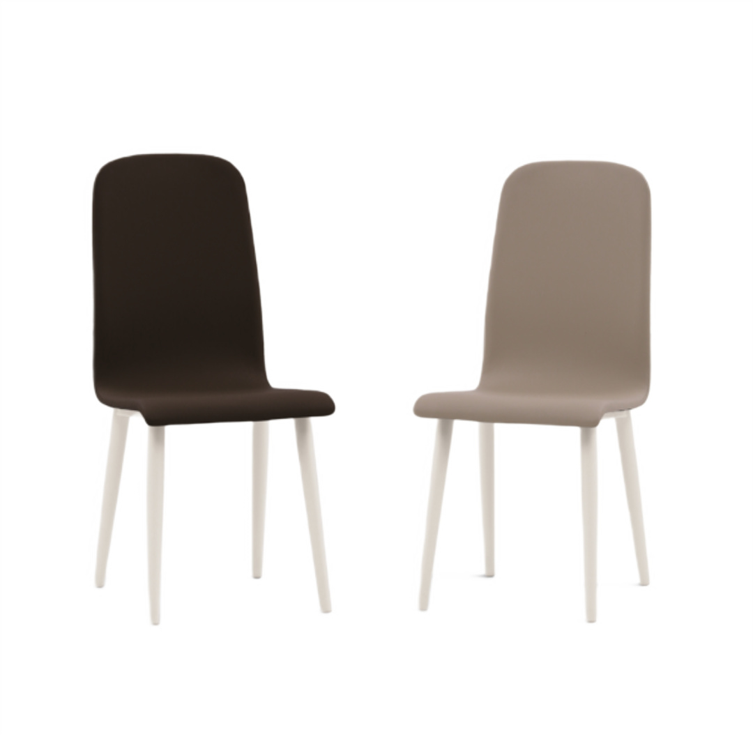 Scaun  Arianna, imitatie piele si picior metalic alb - 4