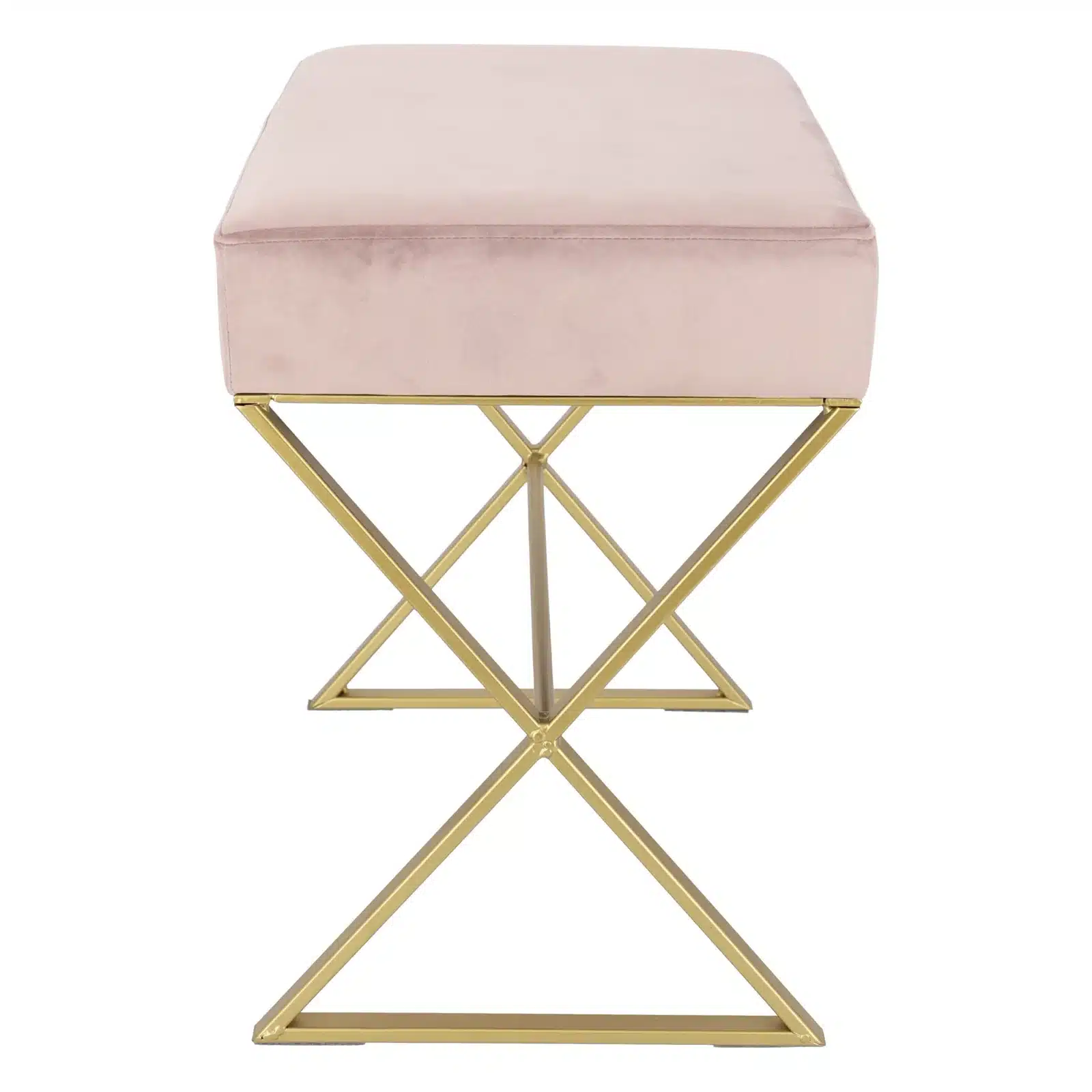 Bancuta eleganta din catifea cu baza metalica aurie, design modern 51x35x53 cm - 11