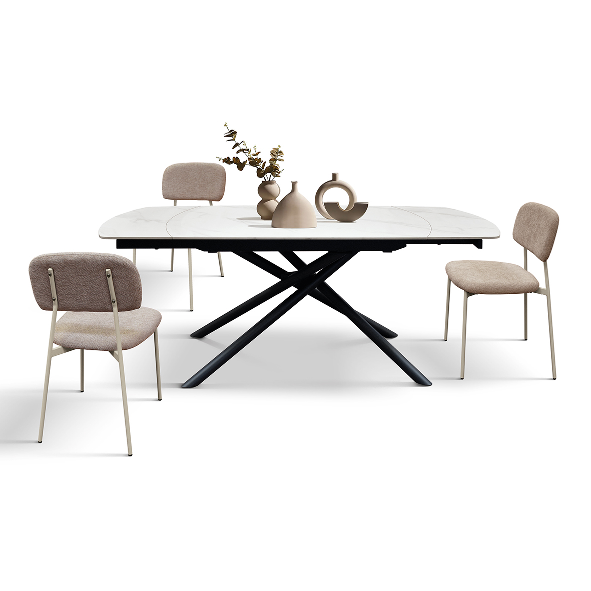 Masa ceramica extensibila Rotativa White  120 x 88 x h 76 cm - 2