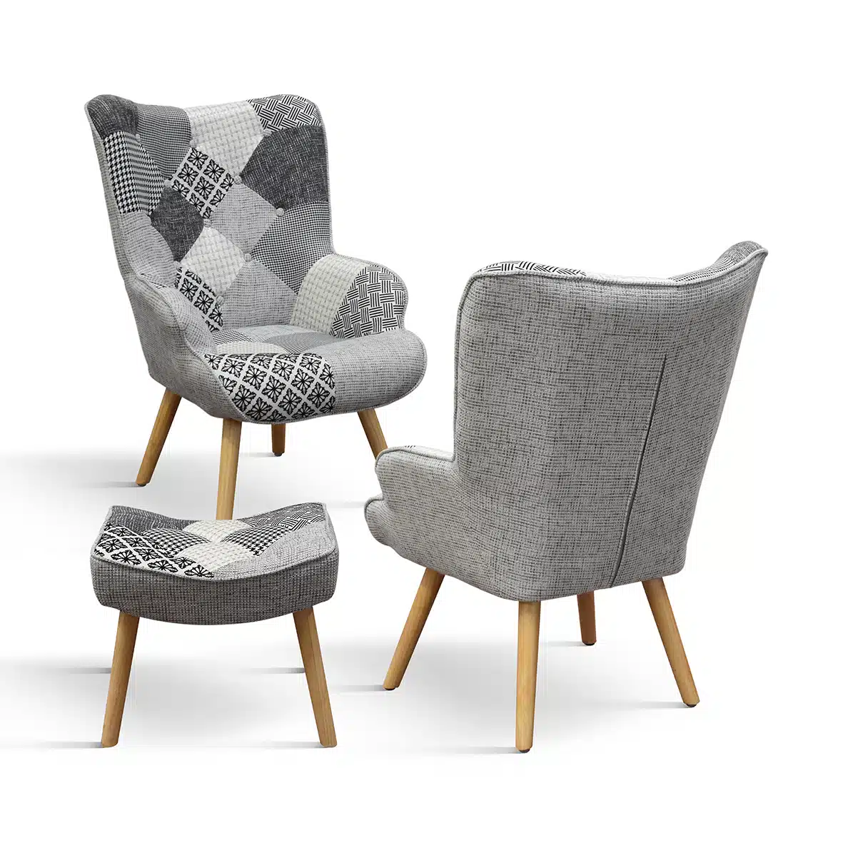 Fotoliu Patchwork, structura metalica, tesatura multicolora