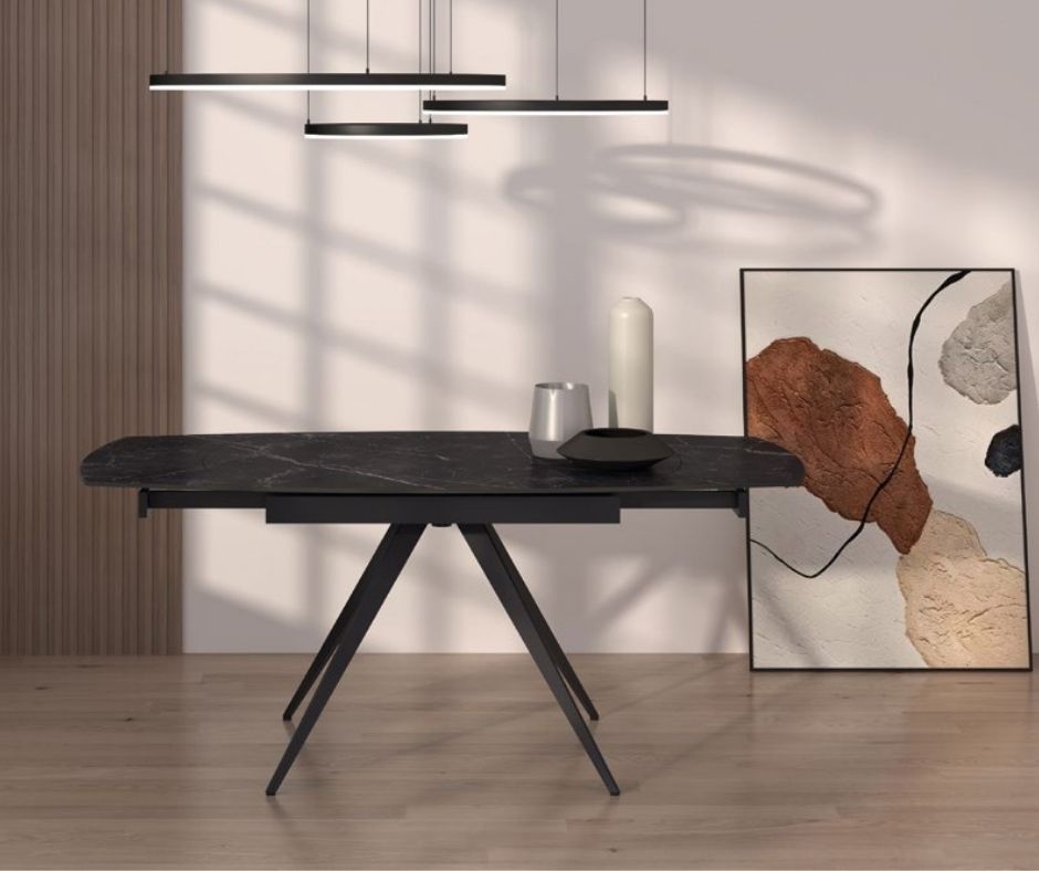 Masă Daisy Rotativă extensibilă, Sticlă ceramică-picior metalic - 24