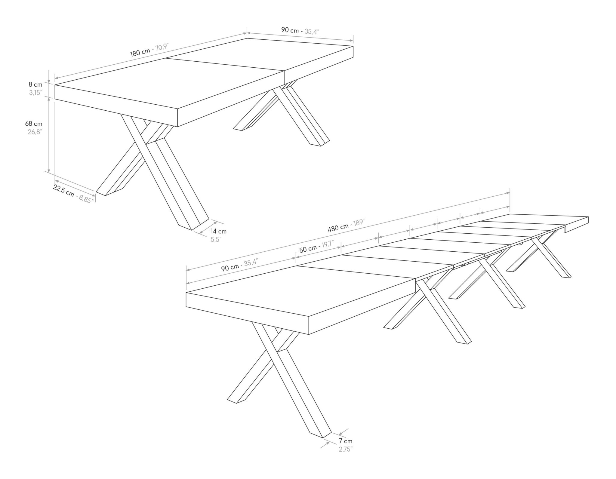 MASA  BIG FAMILY, picior  X, 480 cm - 25