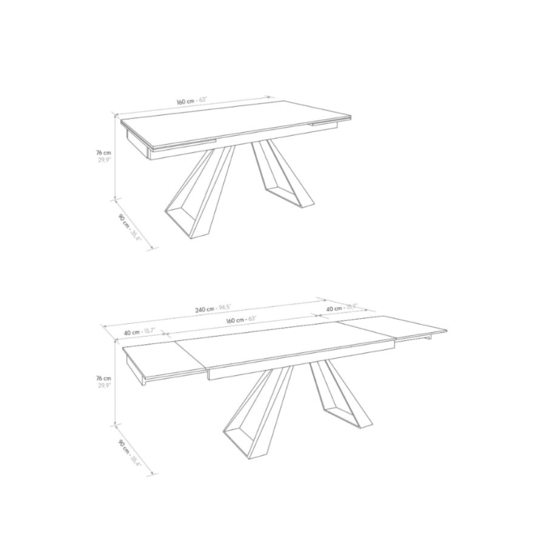 Masă extensibila MORENA, ceramică-picior metalic 160 cm/90 cm - 9