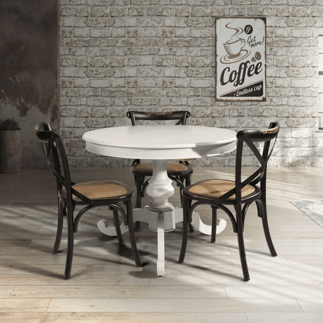 Scaun Antico, lemn antichizat, sezut ratan - 4