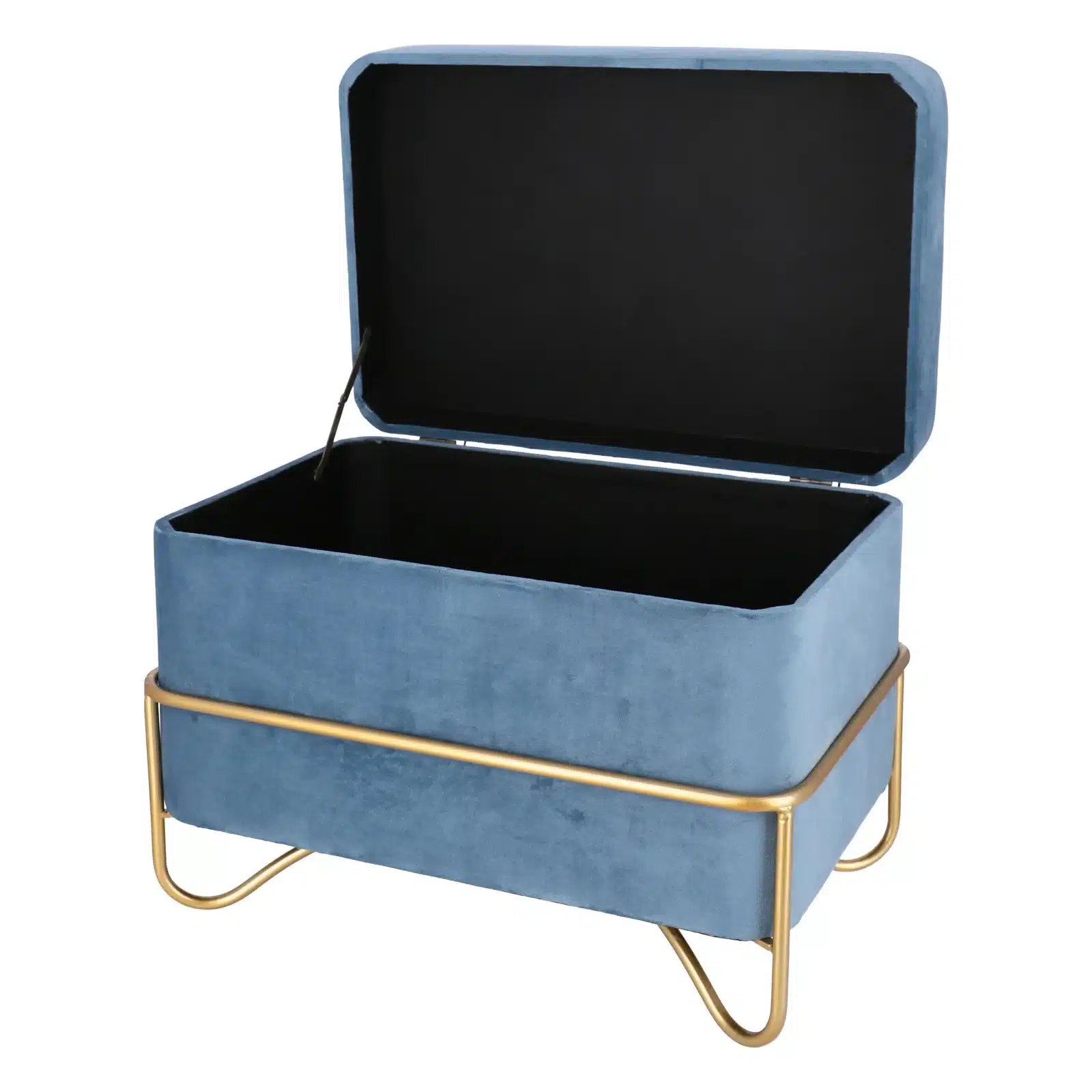 Set elegant Luna de taburete cu spatiu de depozitare, catifea si baza metalica aurie  2 piese - 6